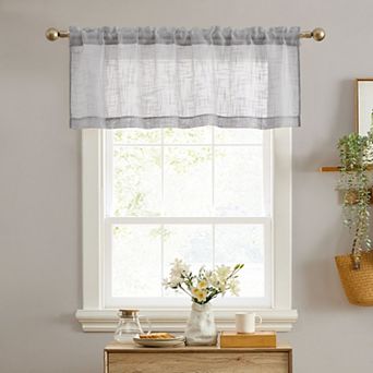 HLC.me Linda Faux Linen Textured Semi Sheer Privacy Light Filtering Transparent Valance Rod Pocket