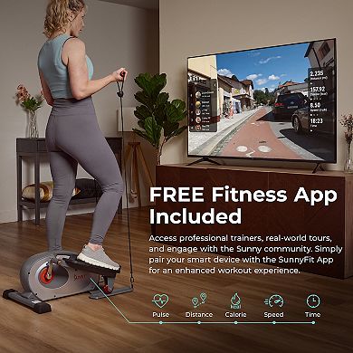 Sunny Health & Fitness Smart Stand/Sit Mini Elliptical Exercise Trainer
