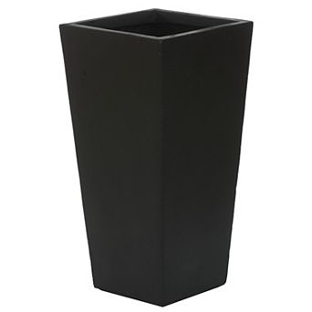 LuxenHome Black MgO 18.5 in H Tall Tapered Square Planter