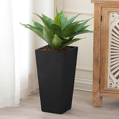 LuxenHome Black MgO 18.5in. H Tall Tapered Square Planter