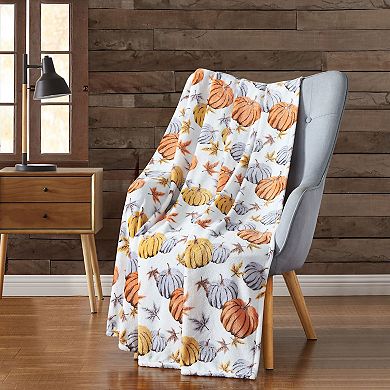 Kate Aurora Thanksgiving Harvest Golden Pumpkins Ultra Soft and Plush Oversized Throw Blanket