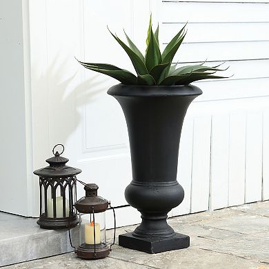 LuxenHome 22.75" H Black Slim MgO Urn Planter