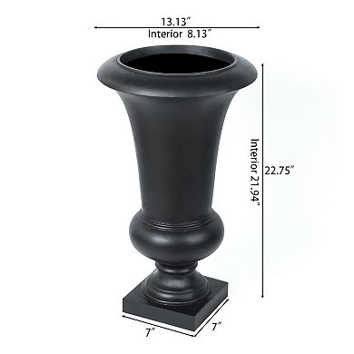 LuxenHome 22.75" H Black Slim MgO Urn Planter