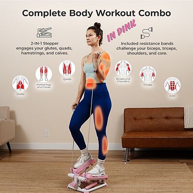 Sunny Health & Fitness Smart Pink Mini Stepper