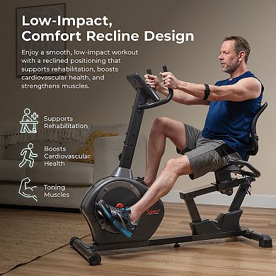 Sunny Health & Fitness Smart Magnetic Heavy Duty Recumbent Bike
