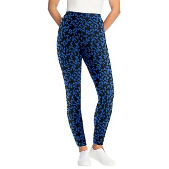 Woman Within Plus Size Stretch-Cotton Knit Pull-On Printed Leggings