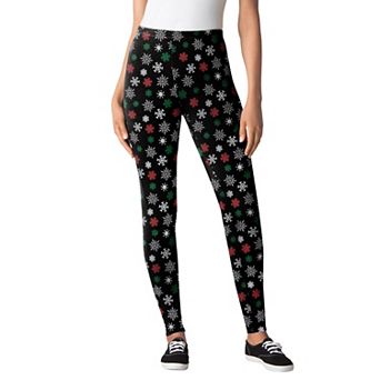 Woman Within Plus Size Petite Stretch-Cotton Knit Pull-On Printed Leggings