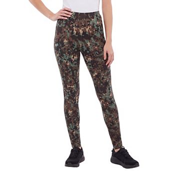 Woman Within Plus Size Petite Stretch-Cotton Knit Pull-On Printed Leggings