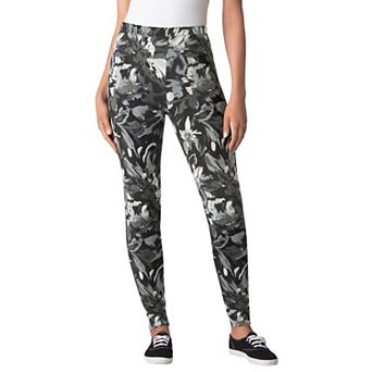 Woman Within Plus Size Tall Stretch-Cotton Knit Pull-On Printed Leggings