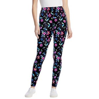 Woman Within Plus Size Stretch-Cotton Knit Pull-On Printed Leggings