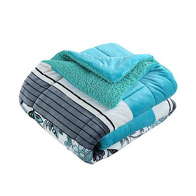 Marcielo 3 Piece Micromink Sherpa Comforter Set Fluffy Ultra Cozy Comforter