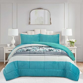 Marcielo 3 pc Micromink Sherpa Comforter Set Fluffy Ultra Cozy Comforter