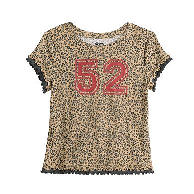 Girls 6-20 SO® Short Sleeve Layered Graphic Baby Tee in Regular & Plus Size