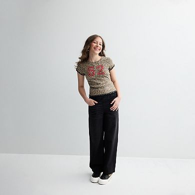 Girls 6-20 SO® Short Sleeve Layered Graphic Baby Tee in Regular & Plus Size