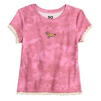 Girls 6-20 SO® Short Sleeve Layered Graphic Baby Tee in Regular & Plus Size
