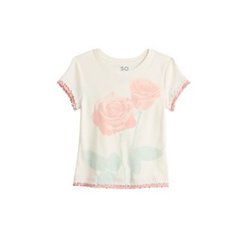 Girls 6-20 SO® Short Sleeve Layered Graphic Baby Tee in Regular & Plus Size
