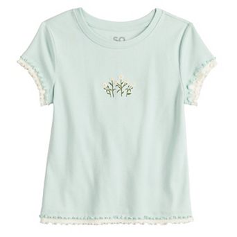 Girls 6-20 SO® Short Sleeve Layered Graphic Baby Tee in Regular & Plus Size