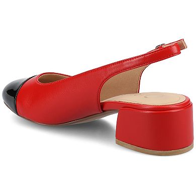 Journee Collection Sammie Women's Cap Toe Block Heel Slingback Pumps
