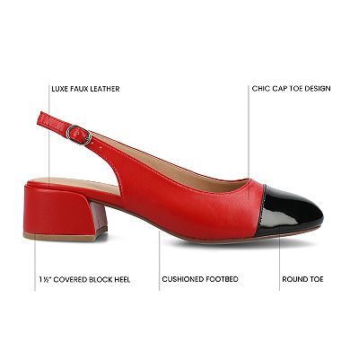 Journee Collection Sammie Women's Cap Toe Block Heel Slingback Pumps