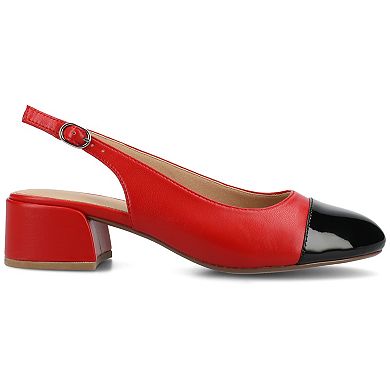 Journee Collection Sammie Women's Cap Toe Block Heel Slingback Pumps