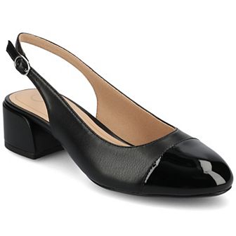 Journee Sammie Women's Cap Toe Block Heel Slingback Pumps