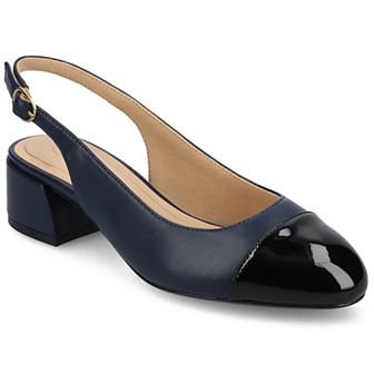 Journee Sammie Women's Cap Toe Block Heel Slingback Pumps