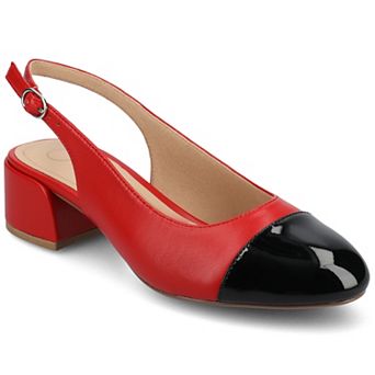Journee Sammie Women's Cap Toe Block Heel Slingback Pumps