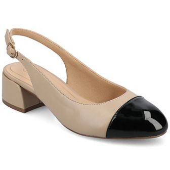Journee Sammie Women's Cap Toe Block Heel Slingback Pumps