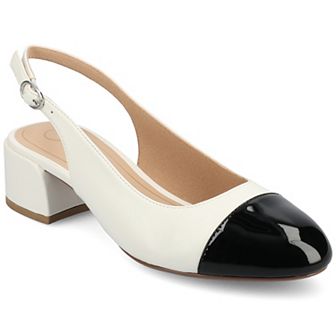 Journee Sammie Women's Cap Toe Block Heel Slingback Pumps