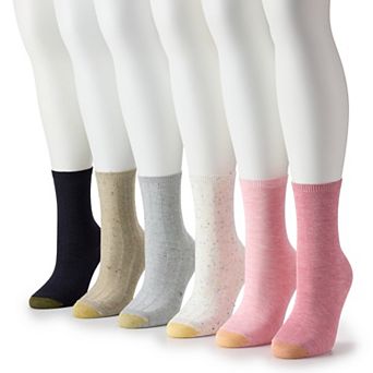 Women's GOLDTOE® 6 pk Tuck Stitch Midi Crew Socks
