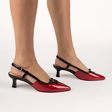 Journee Collection Padma Women's Pointed Toe Kitten Heel Slingback Pumps