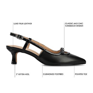 Journee Collection Padma Women's Pointed Toe Kitten Heel Slingback Pumps