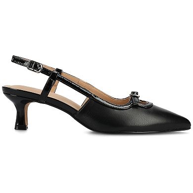 Journee Collection Padma Women's Pointed Toe Kitten Heel Slingback Pumps