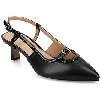 Journee Padma Women's Pointed Toe Kitten Heel Slingback Pumps