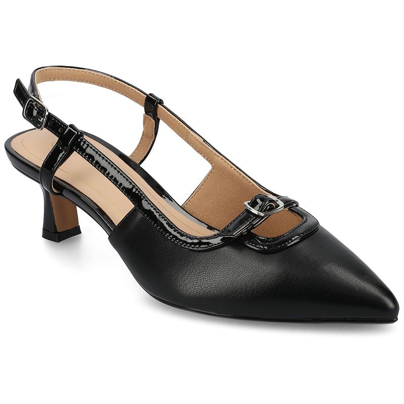 Journee Padma Women’s Pointed Toe Kitten Heel Slingback Pumps,