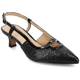 Journee Padma Women's Pointed Toe Kitten Heel Slingback Pumps