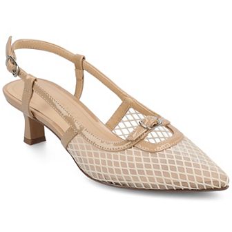 Journee Padma Women's Pointed Toe Kitten Heel Slingback Pumps