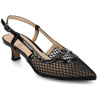 Journee Padma Women's Pointed Toe Kitten Heel Slingback Pumps