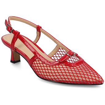 Journee Padma Women's Pointed Toe Kitten Heel Slingback Pumps