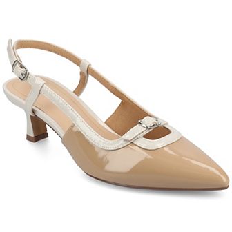 Journee Padma Women's Pointed Toe Kitten Heel Slingback Pumps