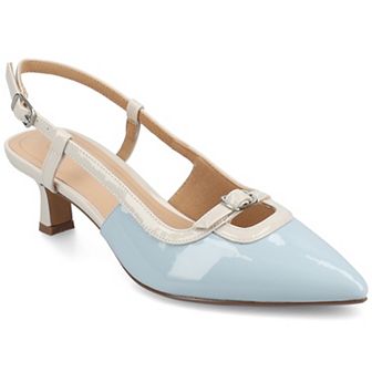 Journee Padma Women's Pointed Toe Kitten Heel Slingback Pumps