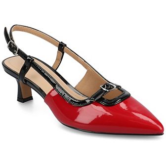 Journee Padma Women's Pointed Toe Kitten Heel Slingback Pumps