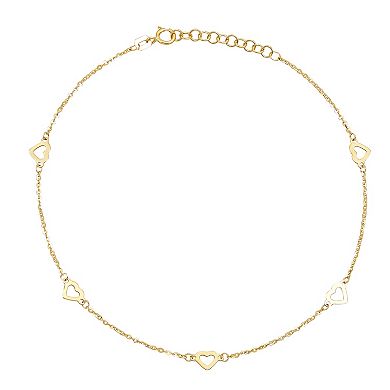 10k Gold Open Heart Anklet