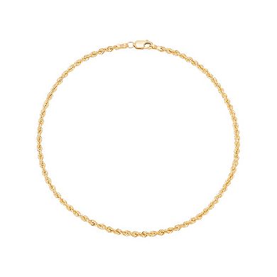 14k Gold Hollow Rope Chain Anklet