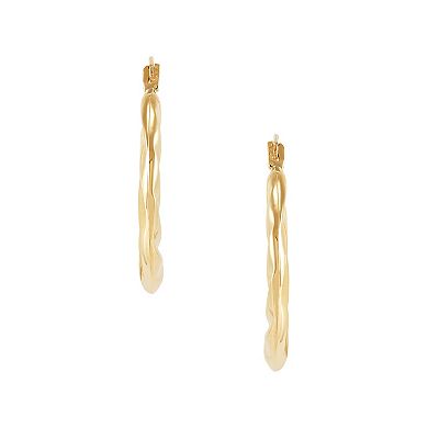 14k Gold Swirl Hoop Earrings