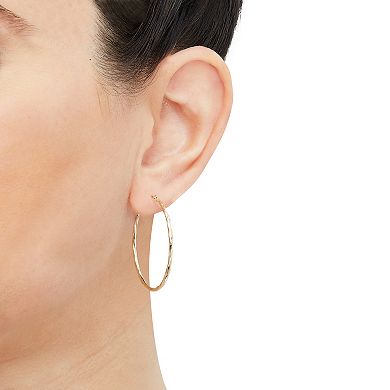 14k Gold Twisted Tube Hoop Earrings