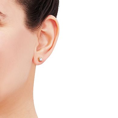 10k Gold Diamond Cut Round Illusion Stud Earrings