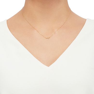 10k Gold Diamond Cut Beaded Sideway Cross Cable Chain Necklace