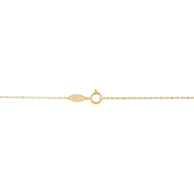 10k Gold Diamond Cut Beaded Sideway Cross Cable Chain Necklace