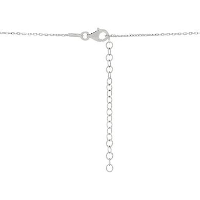 Sterling Silver Multi Color Cubic Zirconia Star Cable Chain Pendant Necklace